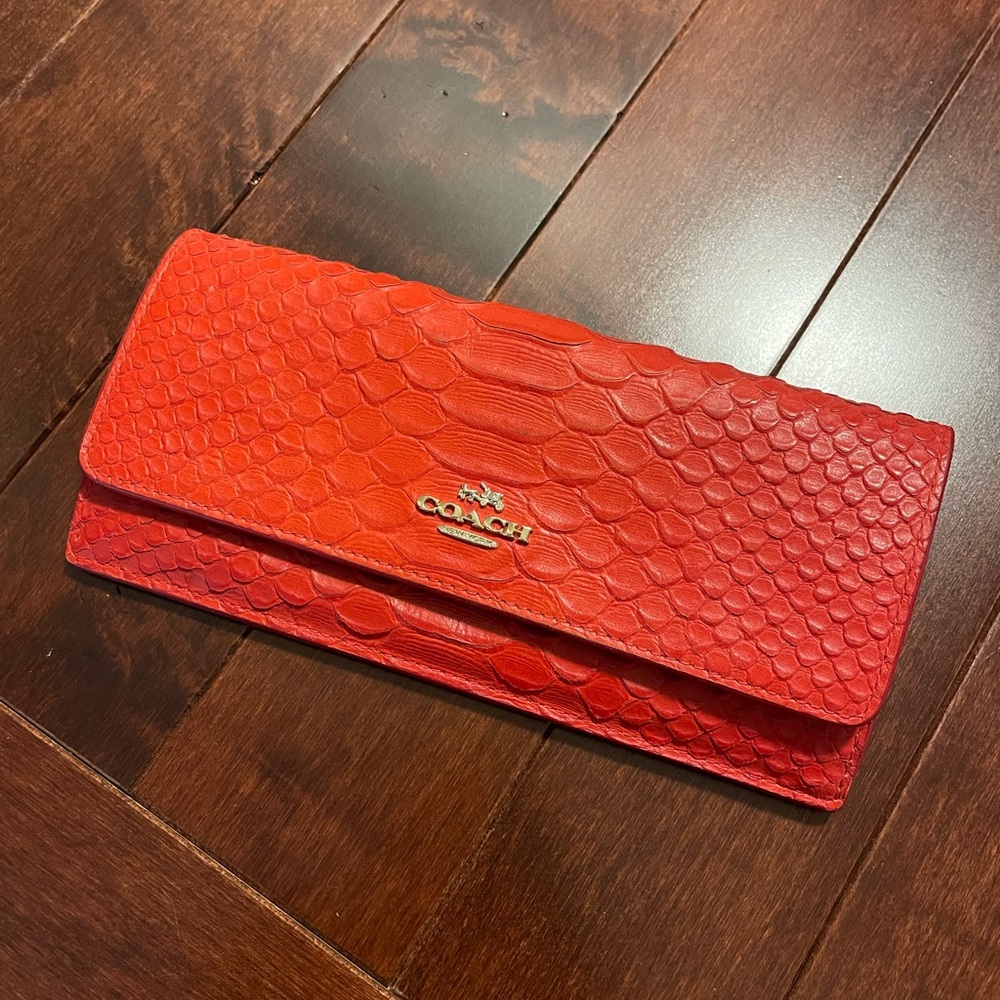 Coach orangey/red wallet EUC